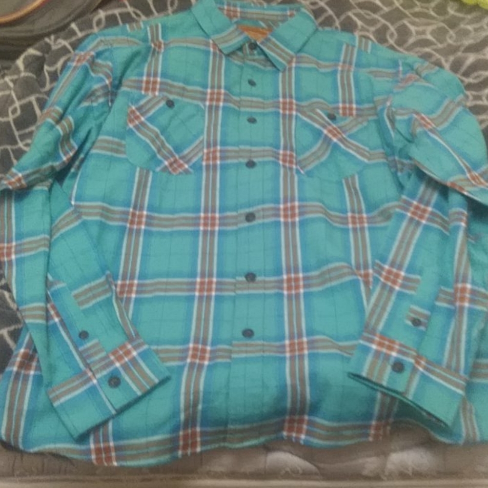 A plad button down
